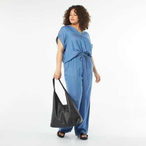 Blouse col mao avec manches courtes retroussables