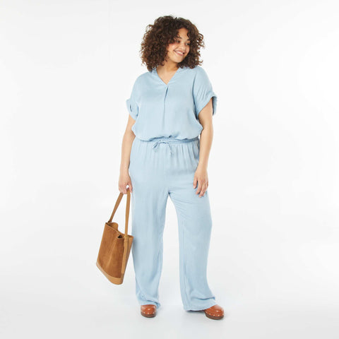 Blouse col mao avec manches courtes retroussables