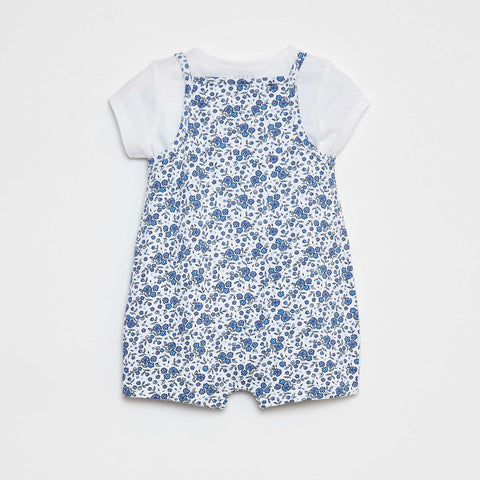T-shirt + combishort à imprimé fleuri - 2 pièces