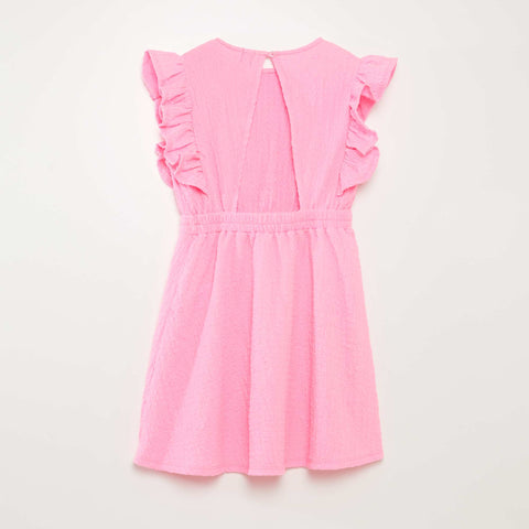 Robe volantée en matière gaufrée