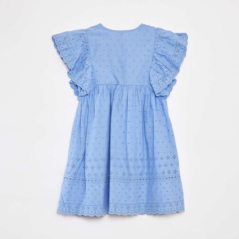 Robe avec broderies all over et volants aux emmanchures