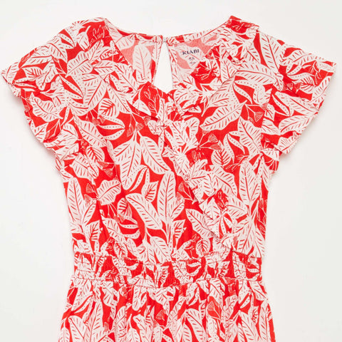 Robe courte imprimée et volantée
