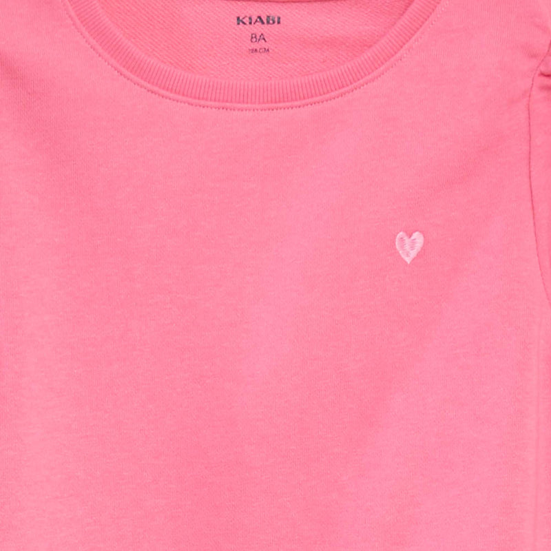 Sweat en molleton uni cœur brodé