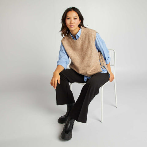 Pull sans manches en laine mélangée