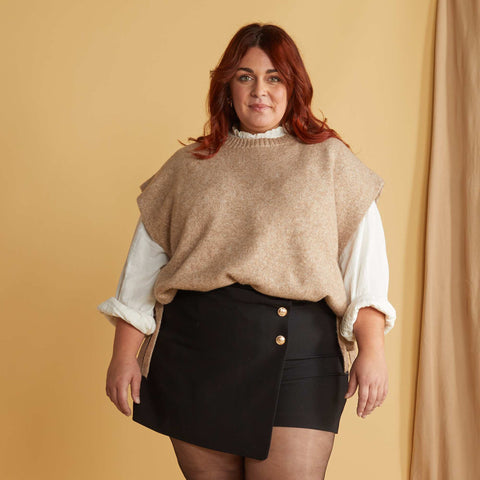 Pull sans manches en laine mélangée