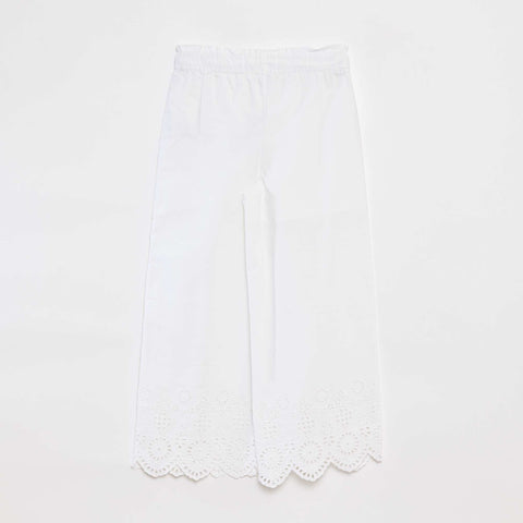Pantalon large avec broderies anglaises