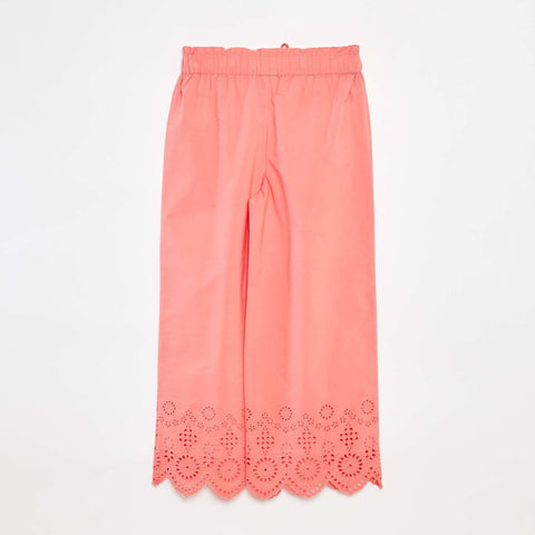 Pantalon large avec broderies anglaises