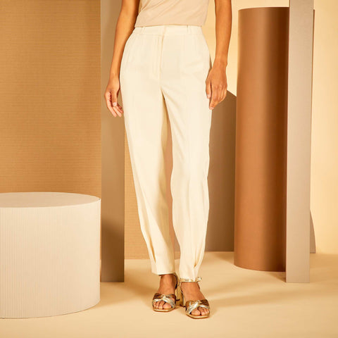 Pantalon carotte à taille haute