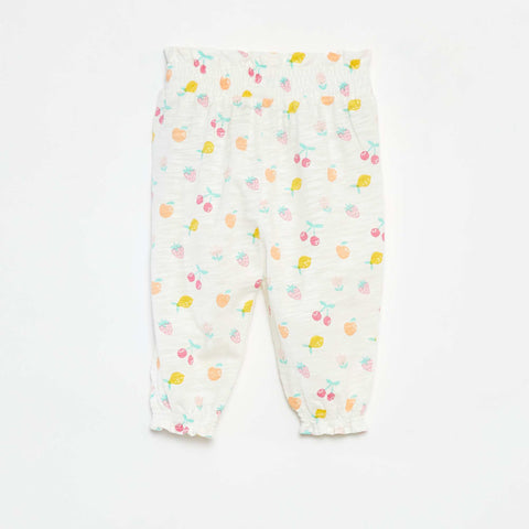 Pantalon sarouel chiné et imprimé