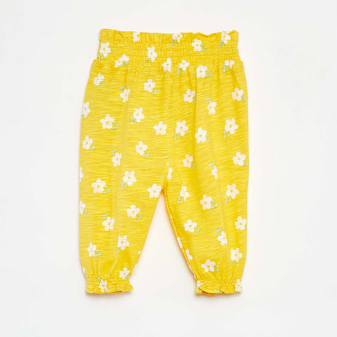 Pantalon sarouel chiné et imprimé