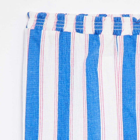 Pantalon coupe paperbag à motif rayé