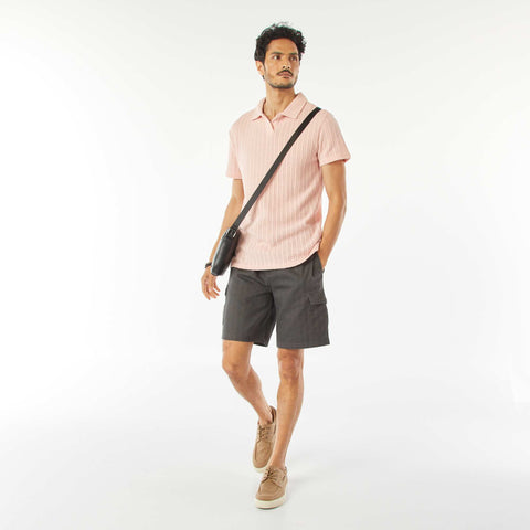 Polo en maille gaufrée à manches courtes