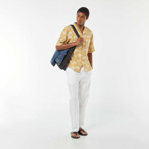 Chemise manches courtes imprimée en lin mélangé