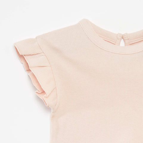 Ensemble t-shirt + short + bob en maille gaufrée - 3 pièces