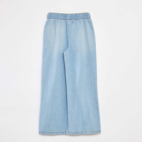 Pantalon large style denim avec taille élastiquée