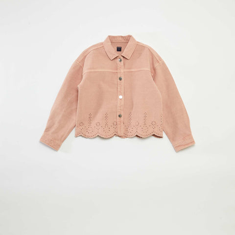 Veste en denim avec broderie anglaise