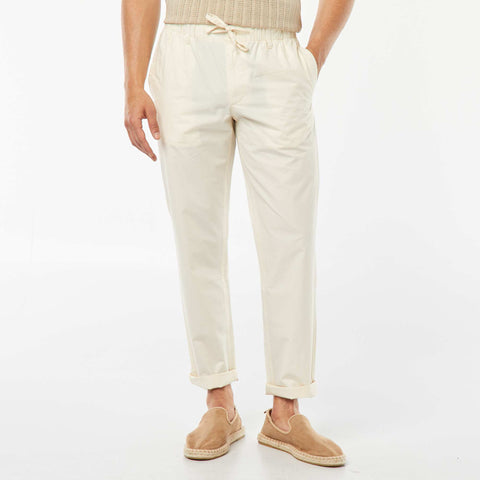 Pantalon droit en popeline craquante