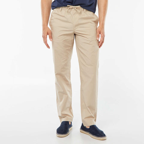 Pantalon droit en popeline craquante