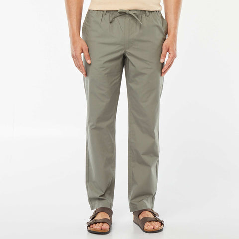 Pantalon droit en popeline craquante