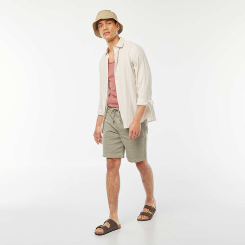 Bermuda uni avec taille élastiquée et cordons de serrage