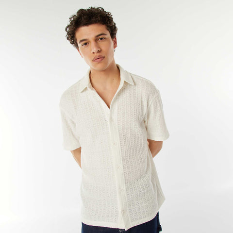 Chemise en maille ajourée manches courtes