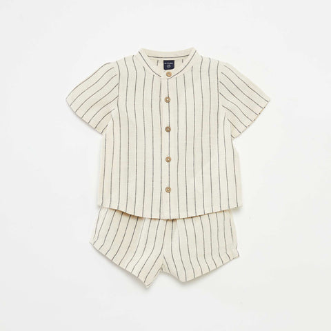 Ensemble chemise à col mao + short - 2 pièces