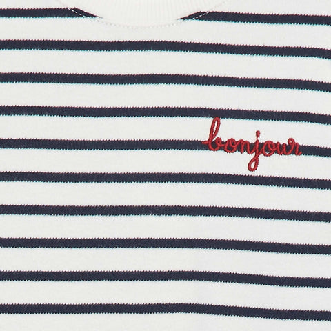 T-shirt manches longues avec 'bonjour' brodé sur la poitrine