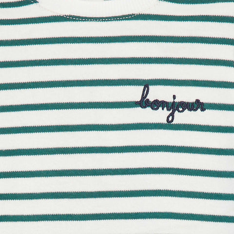 T-shirt manches longues avec 'bonjour' brodé sur la poitrine