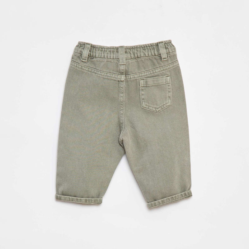 Pantalon en twill paperbag taille 3/4