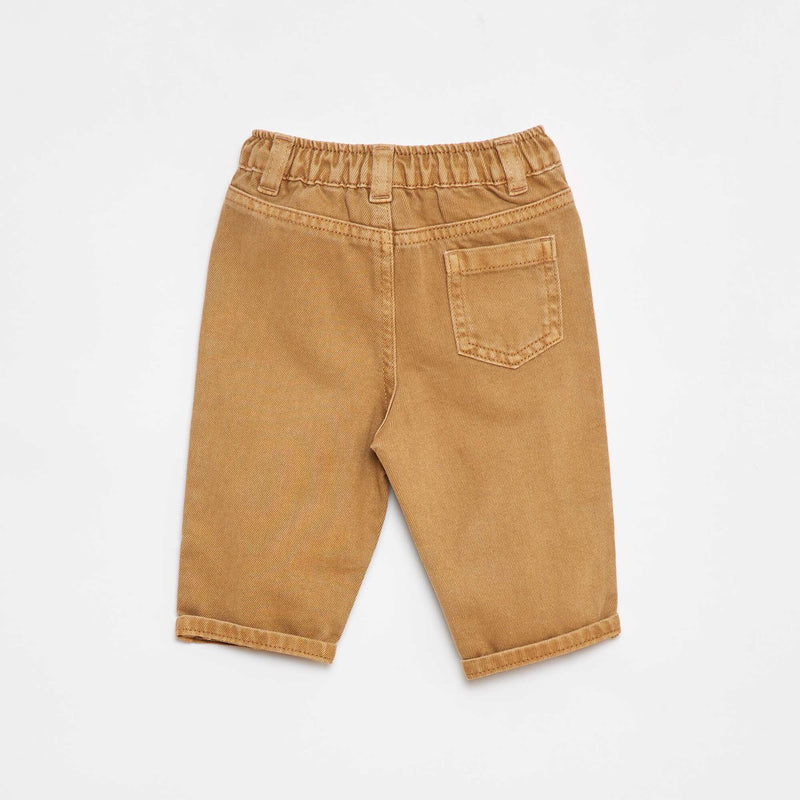 Pantalon en twill paperbag taille 3/4