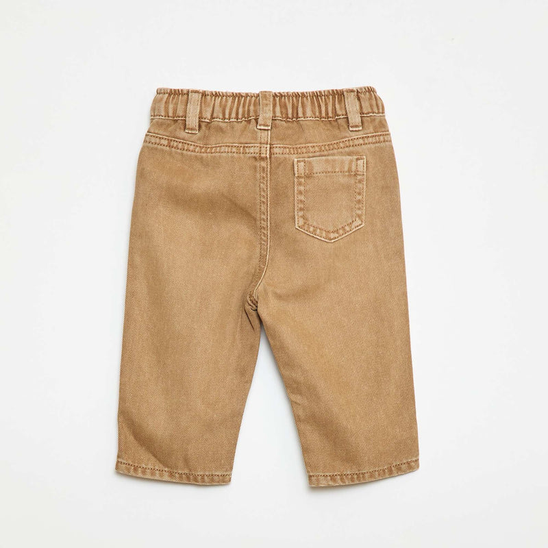 Pantalon en twill paperbag taille 3/4