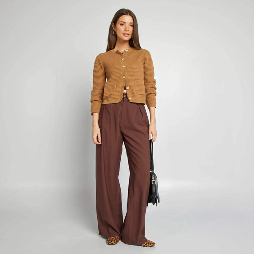 Pantalon large taille haute