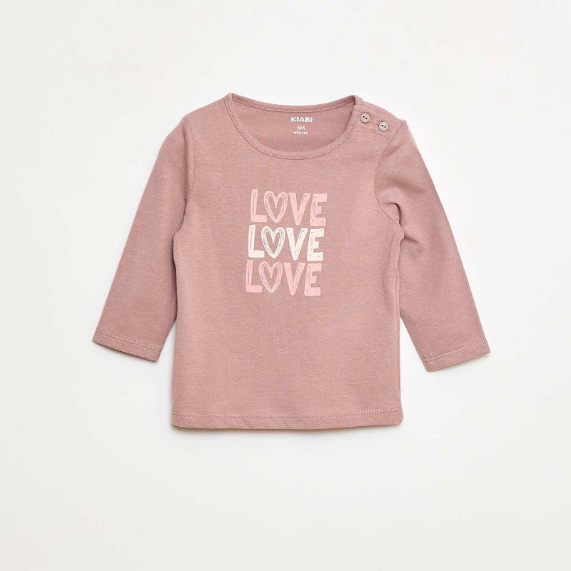 T-shirt à manches longues imprimé – Rose – Kiabi Maroc