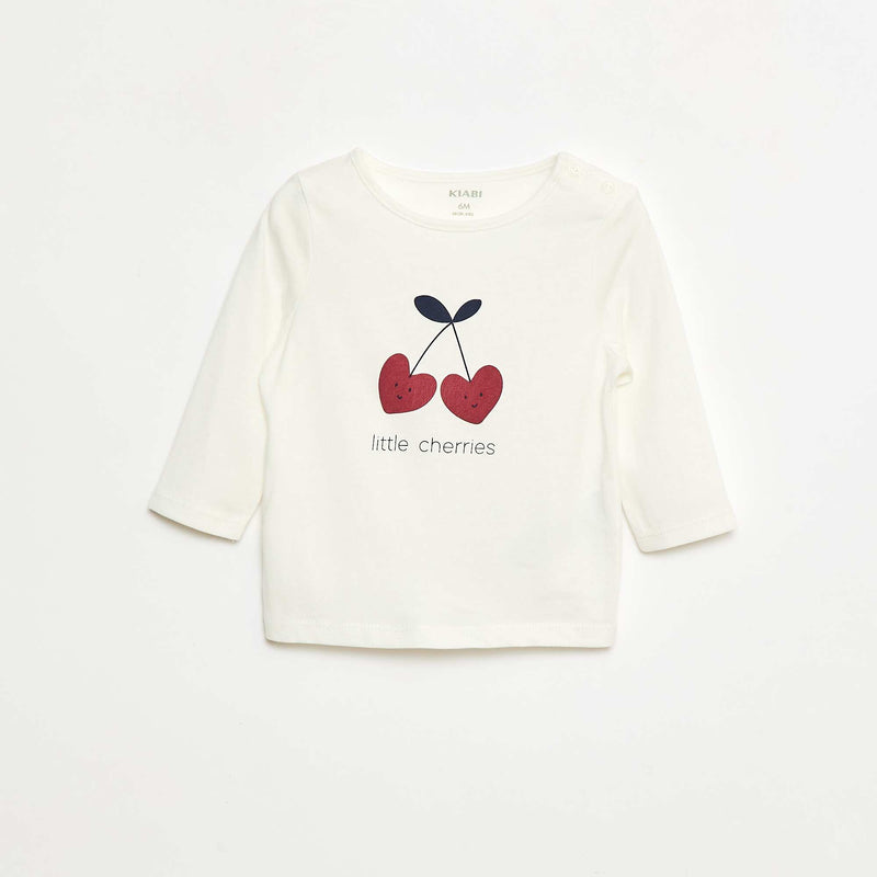 T-shirt à manches longues imprimé – Blanc – Kiabi Maroc