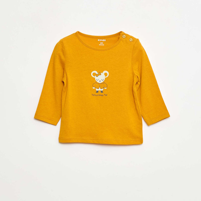T-shirt à manches longues imprimé – Jaune – Kiabi Maroc