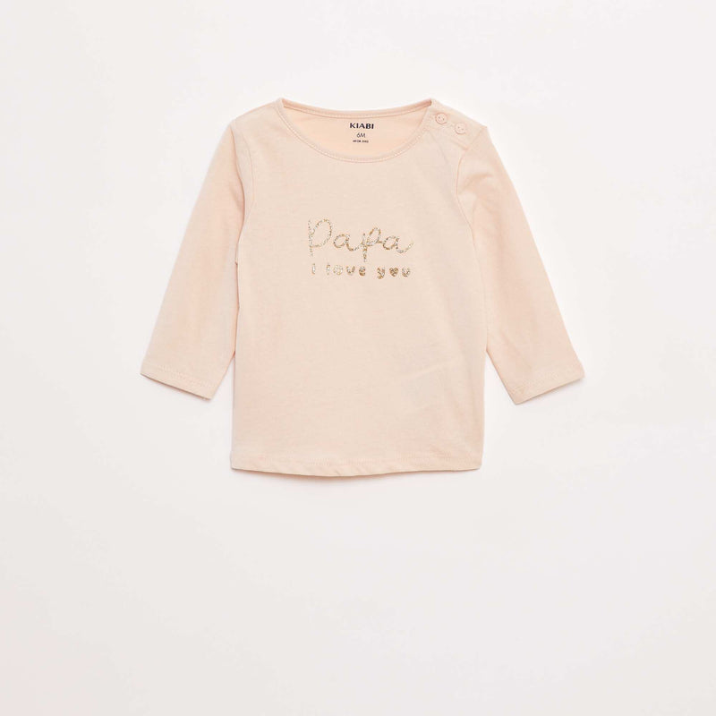 T-shirt à manches longues imprimé – Rose – Kiabi Maroc