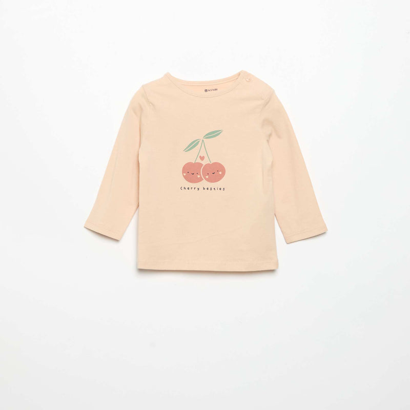 T-shirt à manches longues imprimé – Rose – Kiabi Maroc