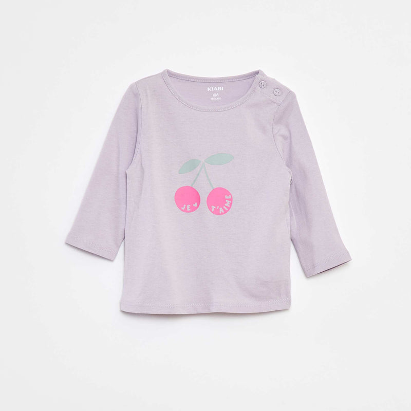 T-shirt à manches longues imprimé – Violet – Kiabi Maroc