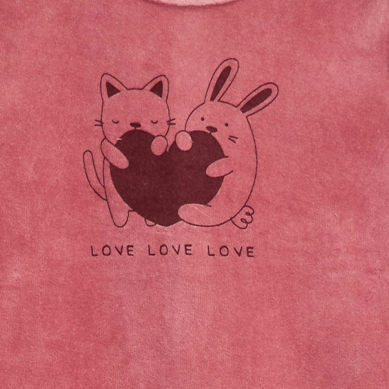 Pyjama en velours avec pieds et animation devant