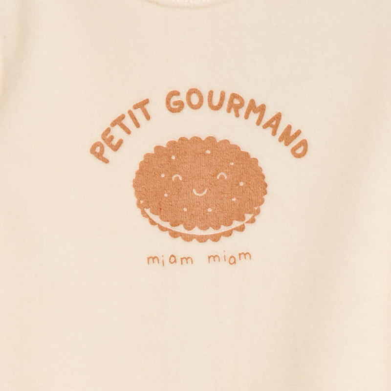 Pyjama en velours avec pieds et animation devant