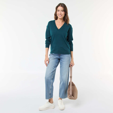 Pull en maille fine col V