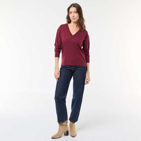 Pull en maille fine col V