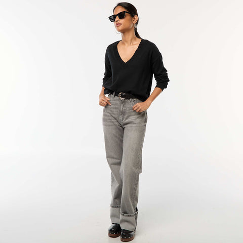 Pull en maille fine col V