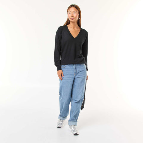 Pull en maille fine col V