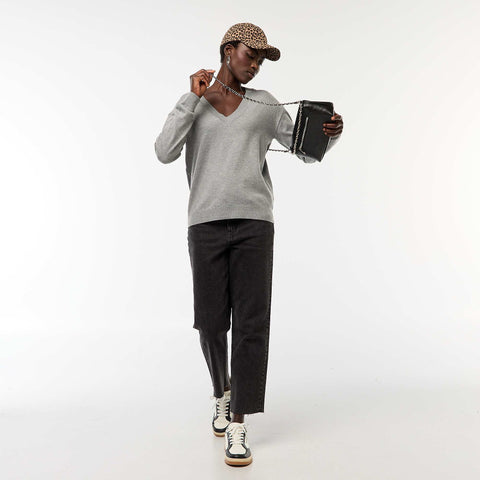 Pull en maille fine col V