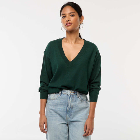 Pull en maille fine col V