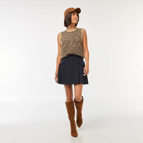 Pull sans manches en maille tricot