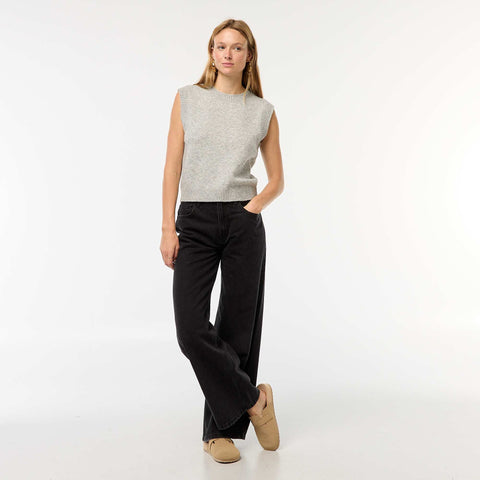 Pull sans manches en maille tricot