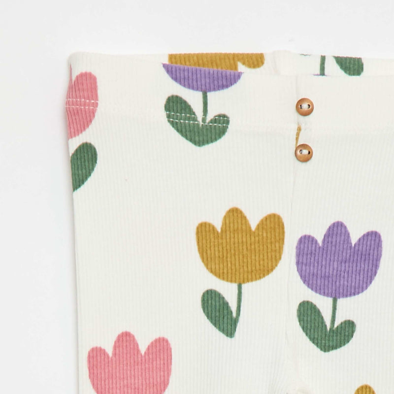 Legging long côtelé à motif