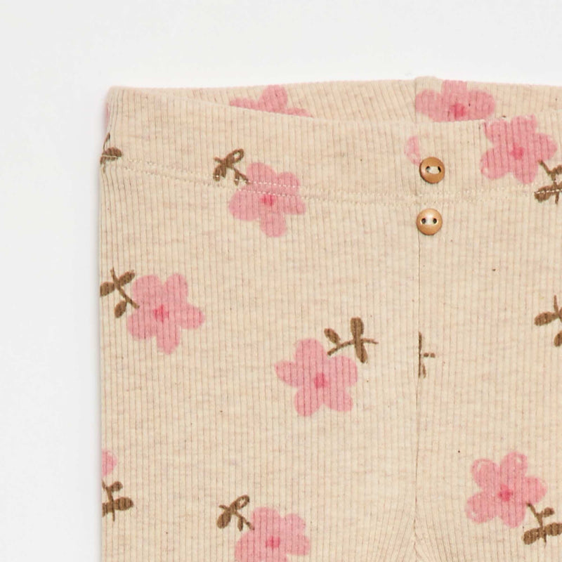 Legging long côtelé à motif